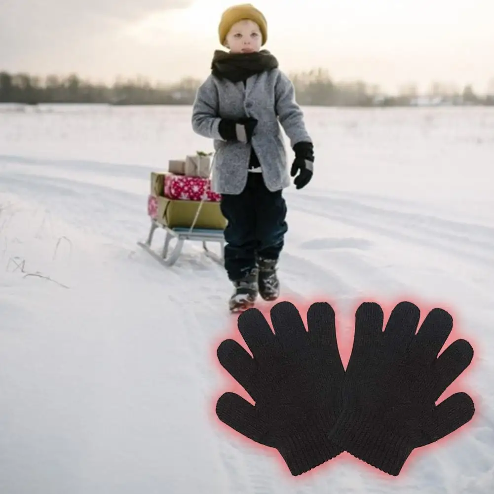 12 Pcs Kids Magic Gloves Elastic Knitting Gloves For Children Winter Outdoors Playing Skiing