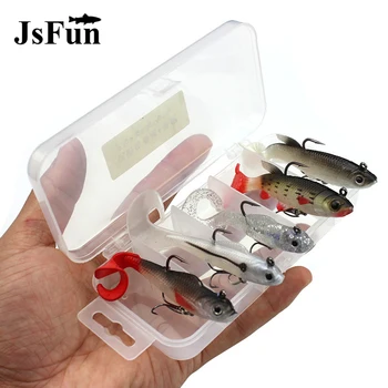 

5pcs/box Multi-color Lead Fish Lure 9.3g/14g Soft Fishing Lure T Shape Curl Tail Artificial Bait YE91