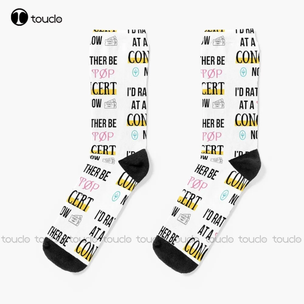 

Id Rather Be At A Top Concert Now Socks Yellow Socks Christmas Gift Unisex Adult Teen Youth Socks Custom 360° Digital Print