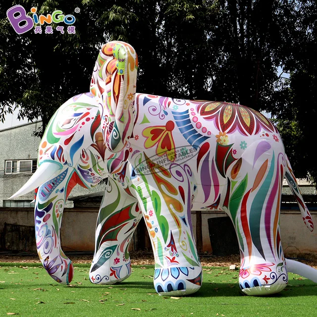 Giant 2~5 Meters Avertising Inflatable Elephant with Led Lights Decorative Cartoon Mascot Toy for Decoration 5