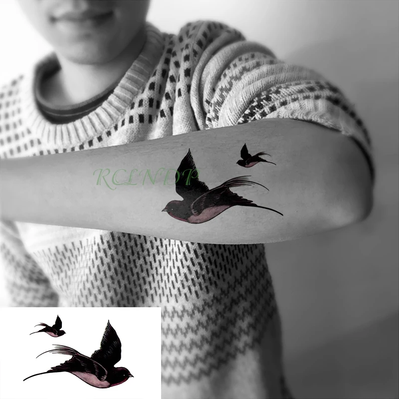 Waterproof Temporary Tattoo Sticker Animal swallow bird Tatto Flash Tatoo Hand Wrist Foot Neck Fake Tattoos For Men Women kid | Красота и
