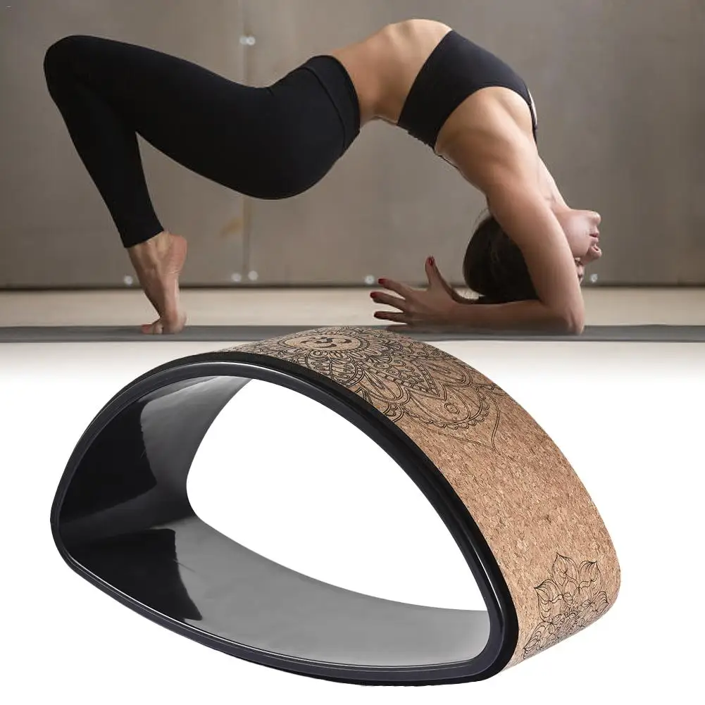 

Wood Color Yoga Wheel Pilates With Buddha Lotus Professional TPE Yoga Circles Gym Workout Back Training Tool For Fitness