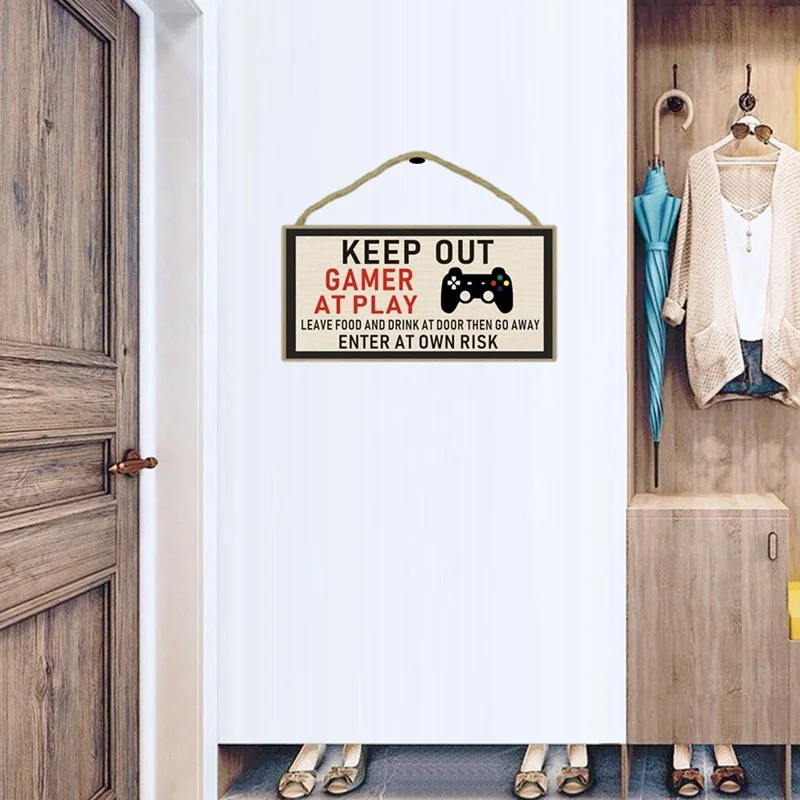 Анти-беспокоить держать вне геймера играть деревянная дверь забавная Новинка Украшения Спальни СПИСОК Рождественский подарок на день рождения для сына брата