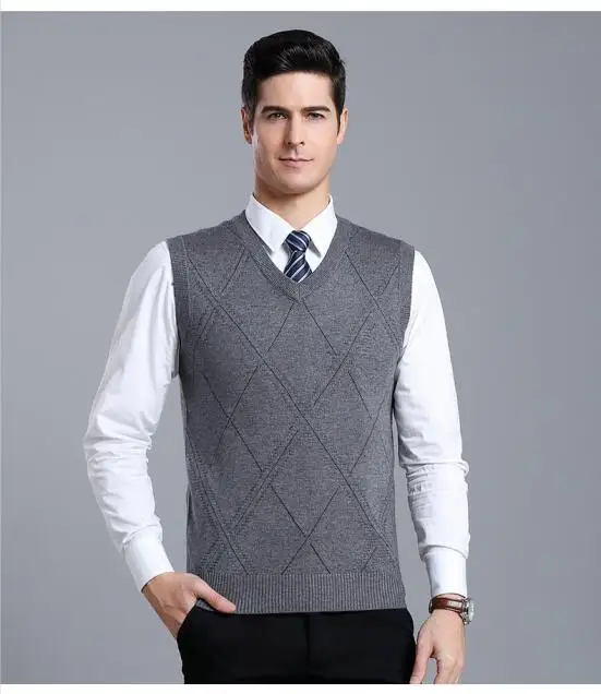 Chaleco Tejido Hombre - Chaleco De Cachemira Pura Otoño E Invierno Negocios  Casual Gris Cuello En V Chalecos Suéter De Color Sólido Chaleco De Punto  Para Hombres Engrosado, Jerséis De Punto Clásicos 