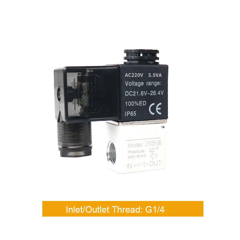 

Pneumatic 2 Way 2 Position Air Directional Control Solenoid Valve 1/4" bsp 2V025-08 AC220V DC24V