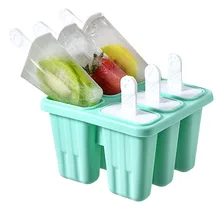 Molde de silicona para helado con 6/4 orificios, bandeja para cubitos de hielo, moldes reutilizables para paletas, juegos de alimentos, herramienta DIY con palo