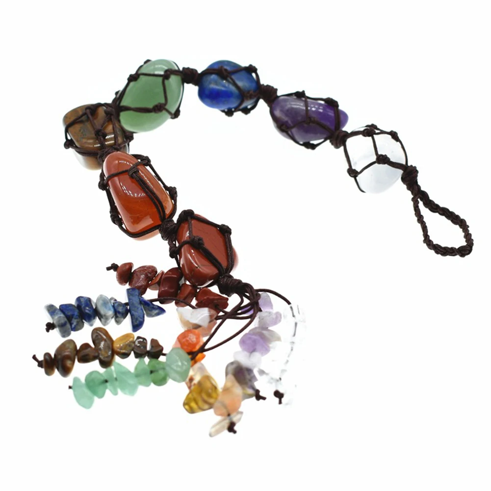 

7 Chakra Car Hanging Decoration Reiki Irregular Healing Crystal Tassel Meditation Hanging Window Home Decor Natural Stone Hot