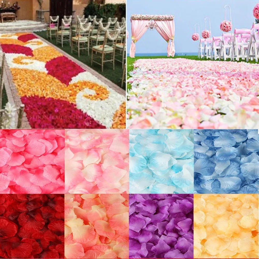 

BGW 500pcs/lot 5*5cm Silk Rose Petals For Wedding Decoration Romantic Artificial Rose Flower 20 Colors Wedding Accessories