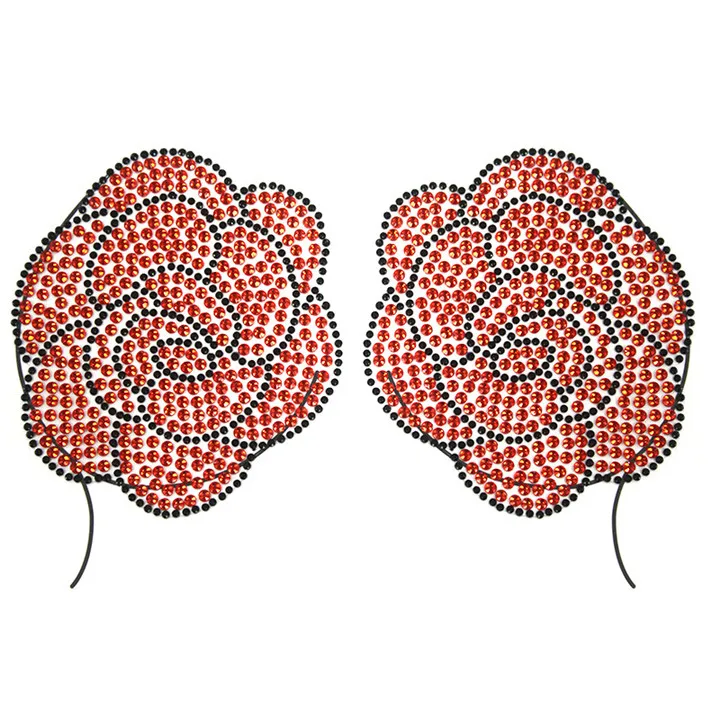 5   Love Pattern Breast Stickers Flower Smiley Colorful Rhinestones Chest Stickers For Women Fashion Jewelry Environmental Acrylic Sticker