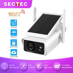 Sectec ao ar livre câmera solar de segurança wi fi proteção vigilância por vídeo sem fio cctv 1080p hd pir detecção icsee cctv câmeras