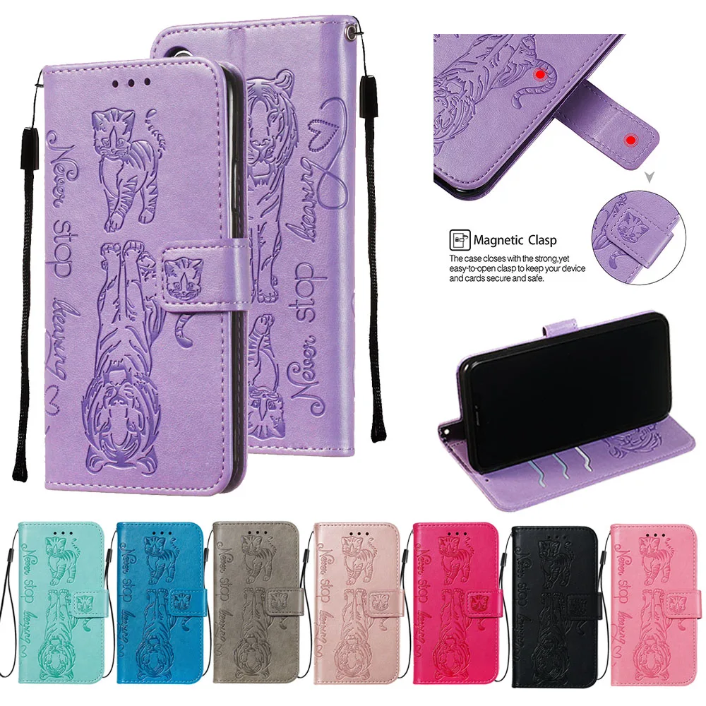 

Embossing cat tiger Stand Flip PU Leather Case For samsung M10 M20 M30 M40 Cover for samsung A10 A20 A30 A40 A50 A70 A80 A90 A60