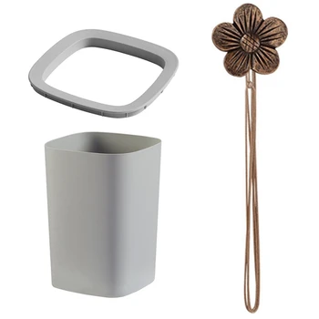 

1 Set Trash Cans Recycle Bin Square Garbage & Curtain Tieback, 4 Pieces Flower Curtain Drapery Holdback Window Curtain