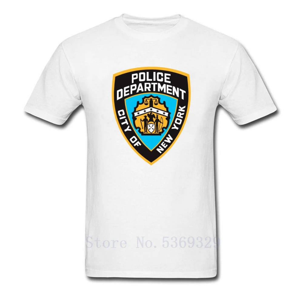 

New York Police Department Logo Tshirt Men's Funky Slim Fit Pure Tops Tees Cotton Special Forces Star War Group T-Shirts Men