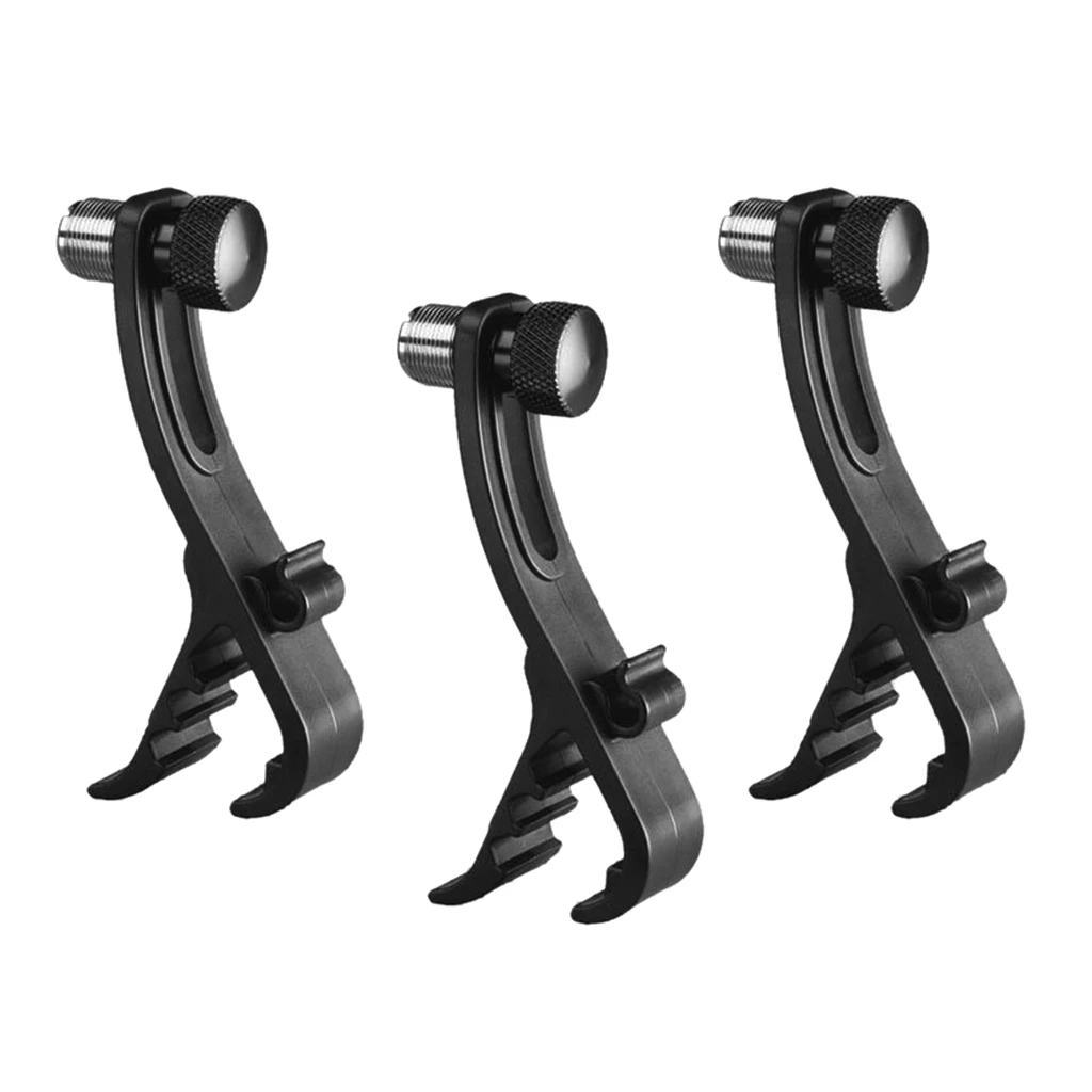3 Pcs Adjustable Clip On Drum Rim Shockproof Mount Microphone Mic Clamp Holder Drum Mount
