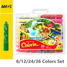 AMOS премиум шелковистые Набор цветных мелков CRX5PC безопасные нетоксичные Смываемые для детей дошкольного возраста, 6/12/24/36 Цвета вращающийся