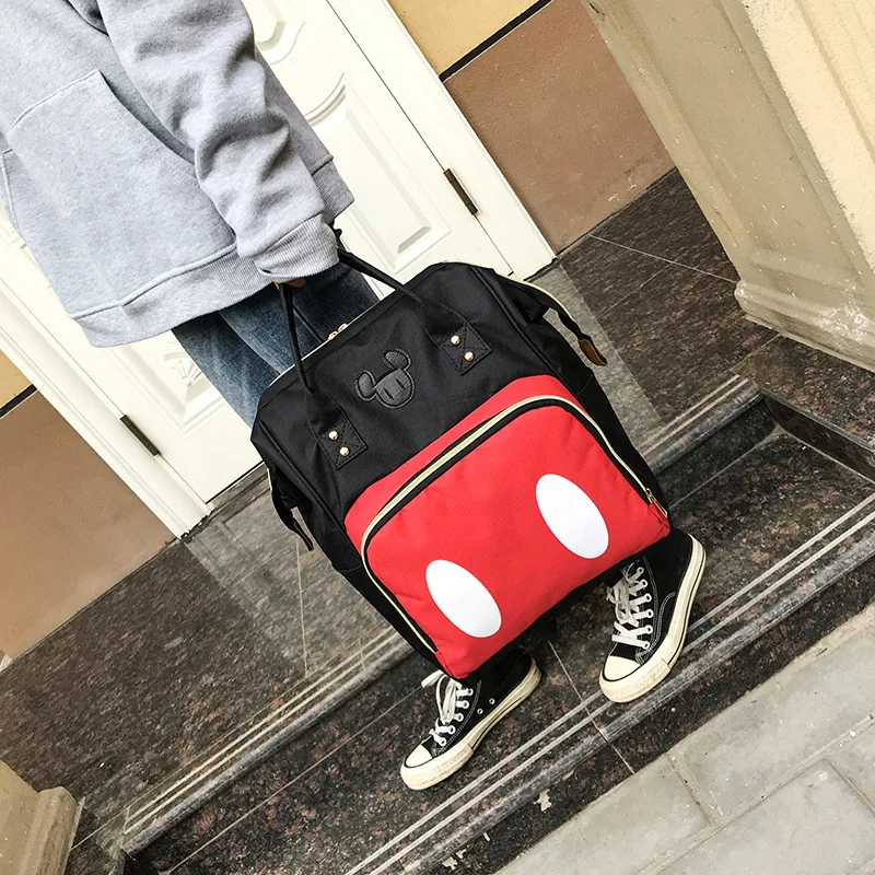 

New Style Japanese-style Home VANWALK Travel Bag Mickey Clamping Opening Backpack Women's Oxford Backpack School Bag Diaper Bag