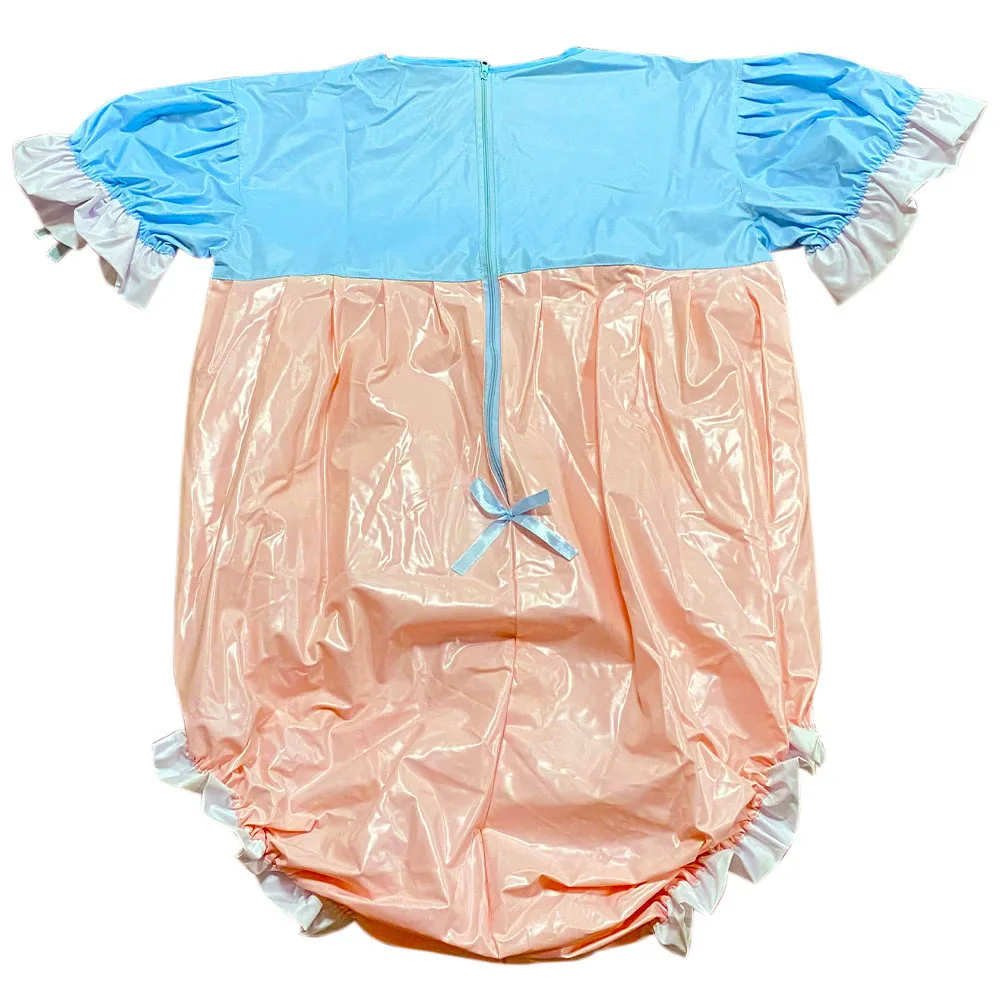 Adult Baby PVC Snap Crotch Bodysuit ABDL Romper Sissy Incontinence Onesie