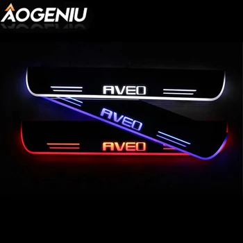 

LED Door Sill Customize Scuff Plate Pedal Acrylic Compatible For CHEVROLET AVEO 2003-2008 Exterior Moving Light Car Accessories