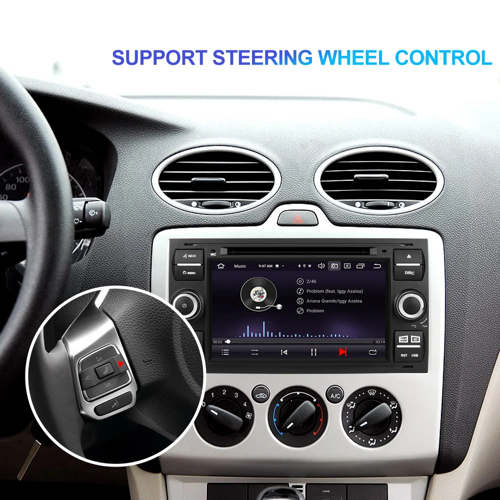 Isudar 2 Din Android 9 стерео Авто Радио для Ford/Focus/Mondeo/автомобильное Kuga мультимедийный