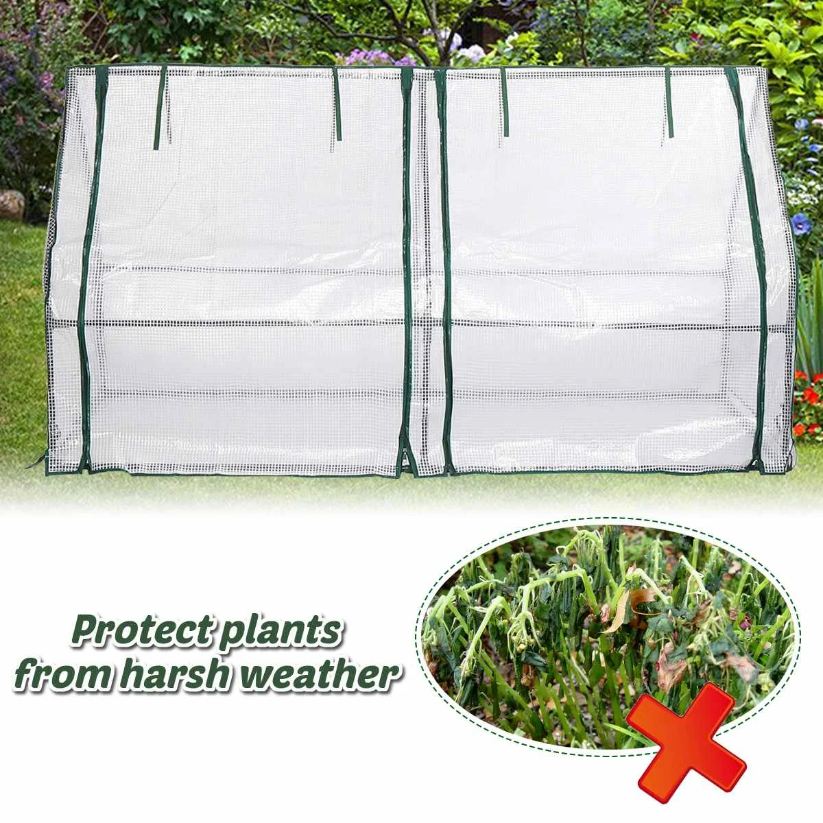 Outdoor 180*90*90cm PE Warm Mini Garden Greenhouse with 2 Zipper Doors For Growing Plants,Seedling,Flowers in Any Season