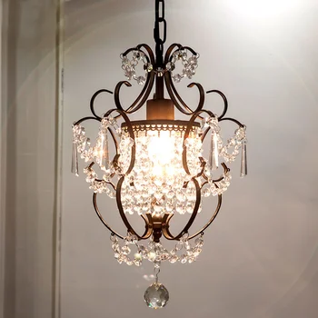 

European crystal lamp corridor aisle lamp window single head antique Nordic bedroom bedside decorative K9 pendant lights HP33101