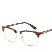 Новинка, унисекс, синяя пленка, плоские очки, ретро очки, оправа, без градусов, металлическая полуоправа, очки для чтения, простые, дикие, очки для чтения