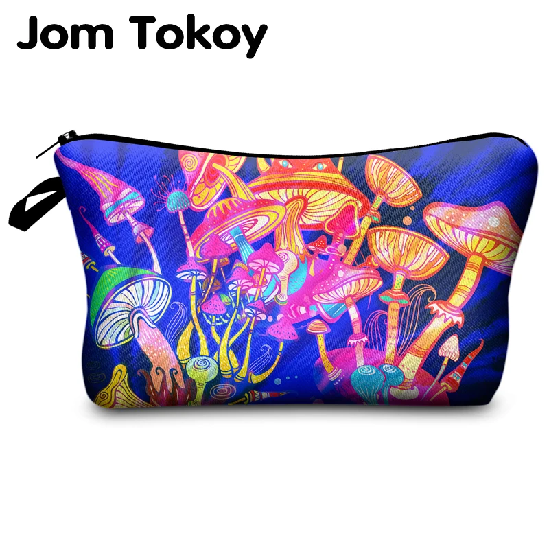 Косметичка Jomtokoy chedelic с рисунком грибов дорожная сумка для хранения туалетных