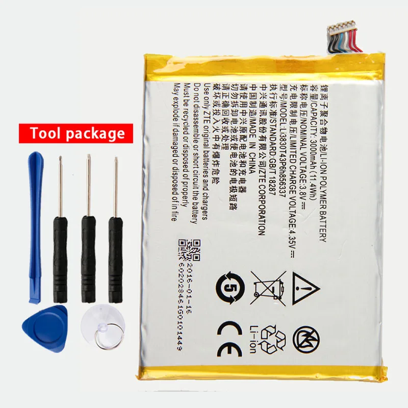 

Original Li3830T43P6h856337 phone battery For ZTE Blade X9 A711 Blade S6 Lux Q7/-C G719C N939St N939SD N939SC 3000mAh
