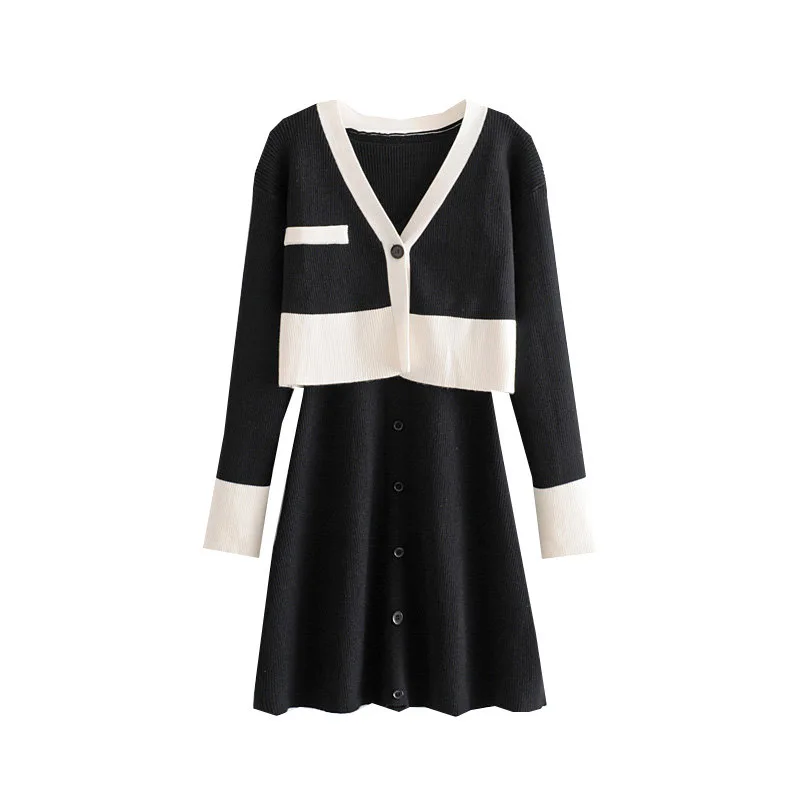

WOMEN'S Suit Autumn And Winter Short-height Fresh And Sweet Dress Vest Skirt plus Cardigan Coat Women's Two-Piece Set Autumn Clo