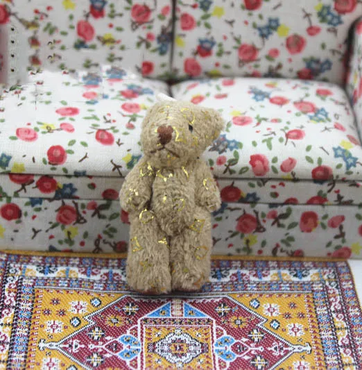 1 pcs bear B 1:12 Кукольный домик Миниатюрный Мини Пушистый Плюшевый медведь игрушка подходит для леса животных Семья коллекционный подарок - Цвет: 1 pcs bear B