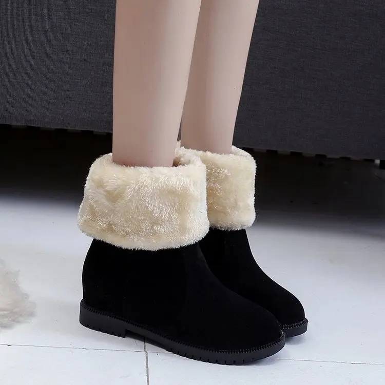 MElikelin winter Casual warm snow boots women Round Toe flats Increase within Mid-calf botas women shoes mujer plus size 35-40