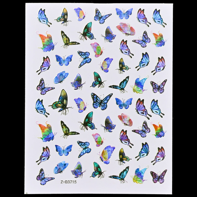 Craft Sticker 3D Nail Art Sticker Ultra-thin Butterfly Nail Art Decoration Sticker Holographic Laser Butterfly Nail Decals