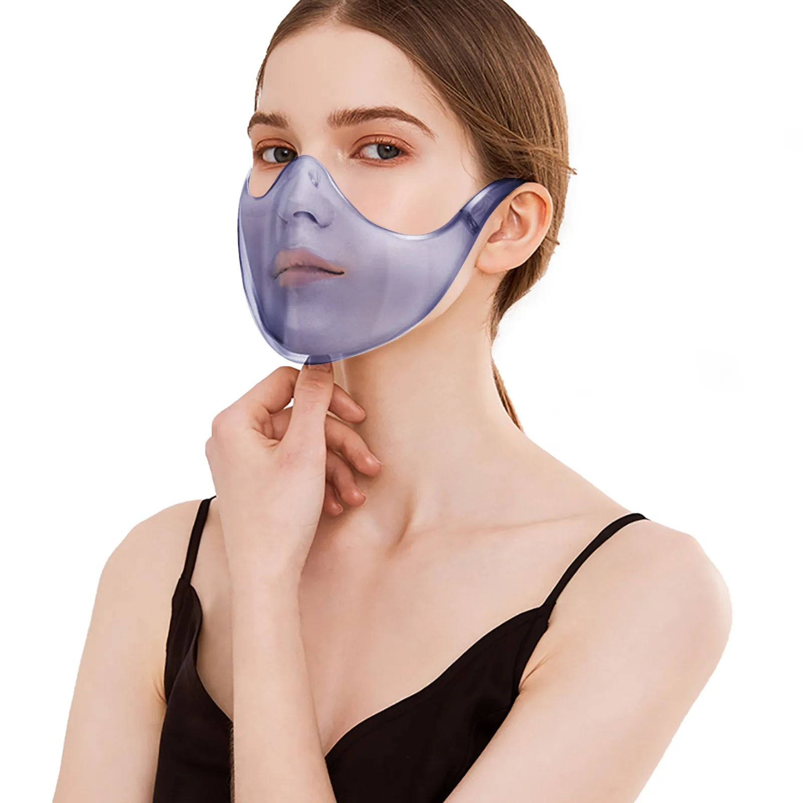 Reusable Transparent Face Shield Plastic Reusable Clear Face Mask Anti-PM2.5 Protective Mask Transparent Mouth Cover Durable