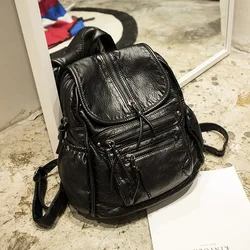 Fashion Women Backpack Casual Pu Leather School Bag for Teenager Girl College Shoulder Bag Design Multi-Function Travel Rucksack
