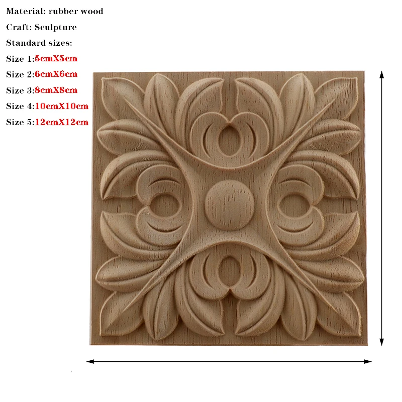 RUNBAZEF European Carved Unpainted Retro Mouldings Wood Applique Wood Decal Long Oval Rubber Home Furniture Walls