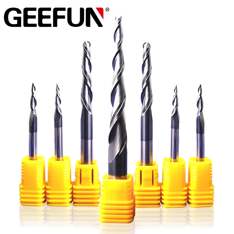 

Solid Carbide Tapered Ball Nose End Mill HRC50 CNC Carving Bit Wood Engraving Router Bit Taper Metal TiAIN Coated Milling Cutter