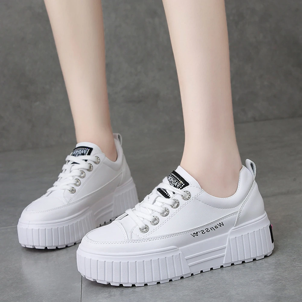 

RIBETRINI New On Sale Female Flat Platform Shoes Woman Fashion Round Toe Solid Spring Autumn Flats Women Casual Sneakers