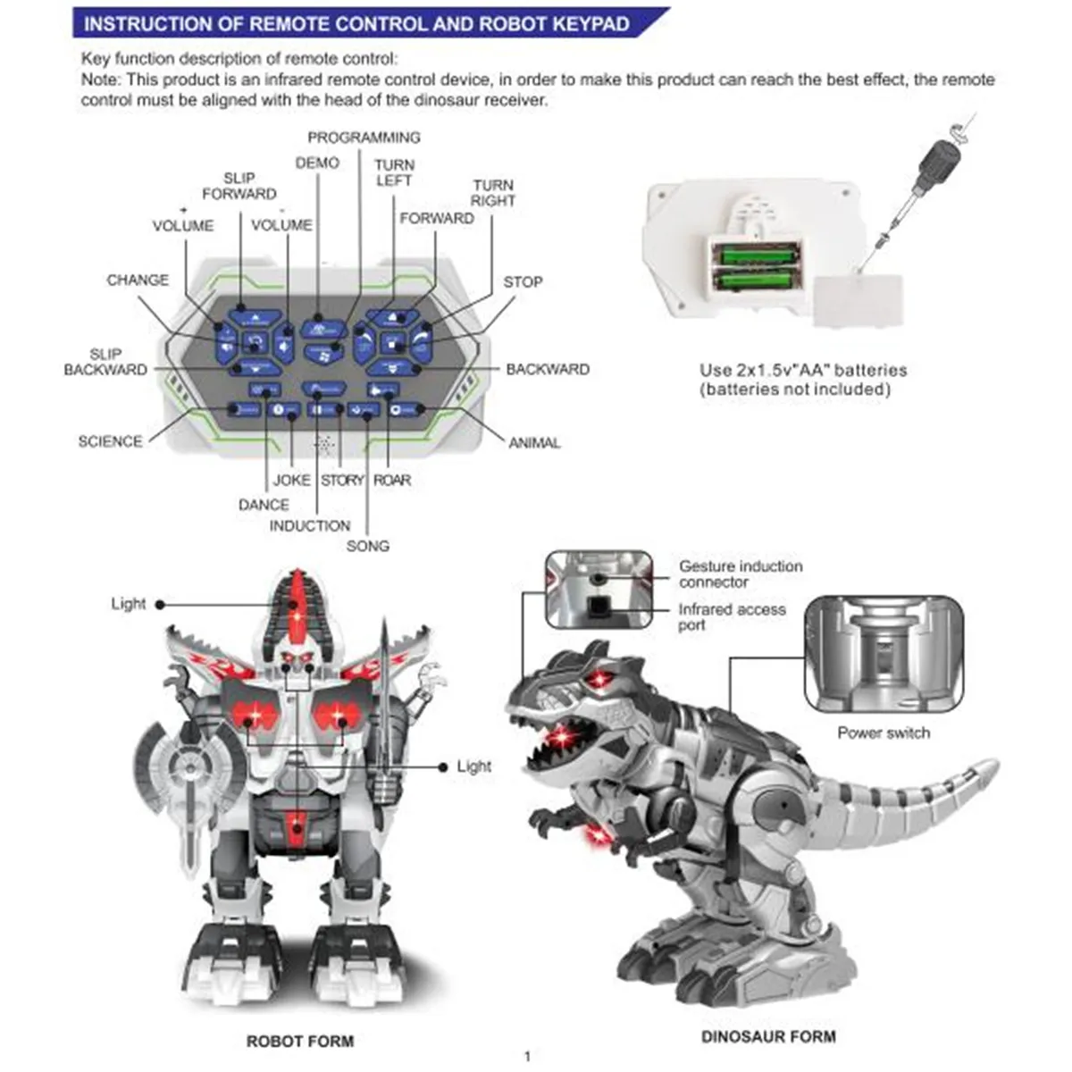 

Hot Remote Control Dinosaur Transformer Robot Walking Robot with Song Light RC Animal Toys Intelligent Dinosaur Robot Children G