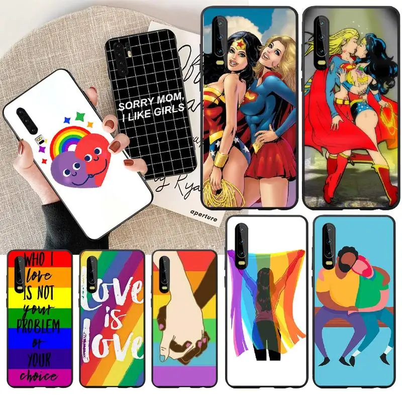 Мягкий черный чехол для телефона PENGHUWAN геев лесбиянок ЛГБТ радуга Huawei P30 P20 P10 P9 P8