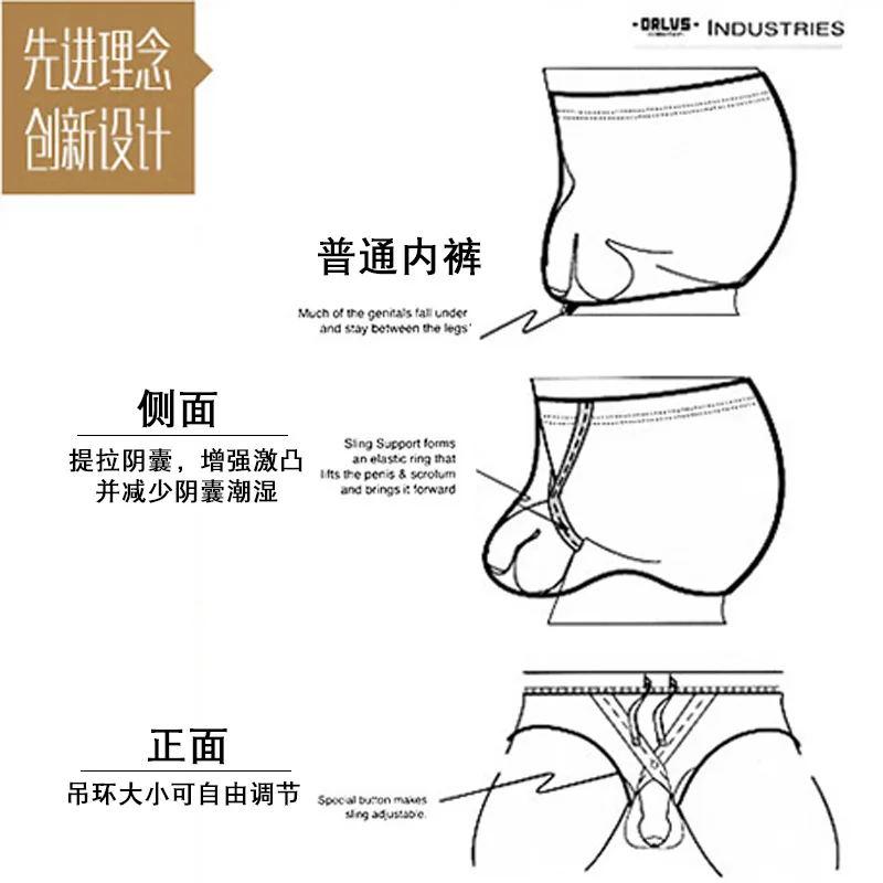 Men's Cotton Boxer Underwear Adjustable Ring Sexy Buttock Lifting Sheath U Convex Boxers Low-Rise Sports Underwear
