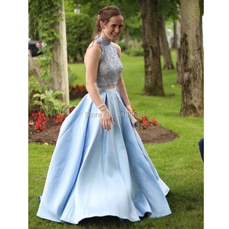 Vestidos de Graduacion, кружевное атласное платье с высоким воротом, 2 предмета, платья для выпускного вечера, длина до пола, с карманами, торжественное платье для женщин