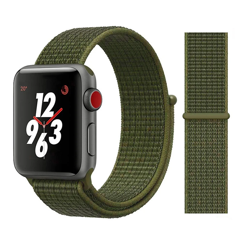 Color30 Olive Green Нейлон Ремешок для наручных часов Apple Watch серии 3/2/1 38 мм 42 мм мягкий нейлон дышащий сменный ремешок Спортивная петля для наручных часов iwatch серии 4 40 мм 44 мм - Цвет ремешка: Color30 Olive Green