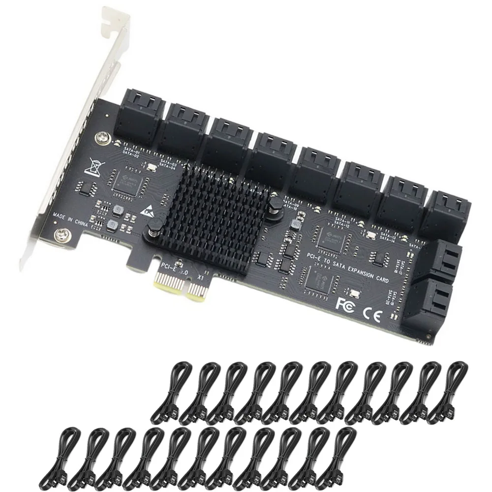 Плата PCIE SATA 12/16/20 портов 6 ГБ 3 0 плата PCIe расширения контроллера PCIe-SATA поддержка