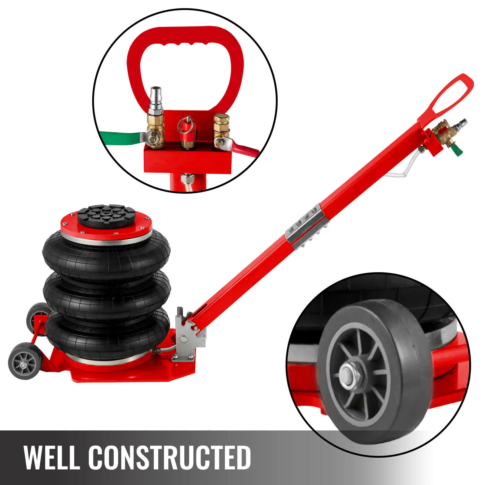 3 Ton Car Pneumatic Jack Triple Bag Air Jack with Adjustable Handle Fast Lifting Height 16 Inch/40cm for Minivan SUV ORV