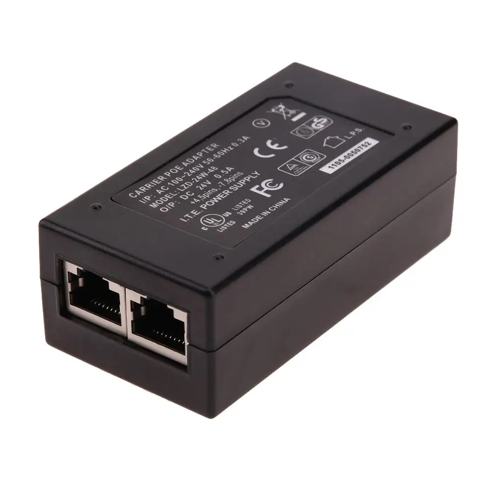POE Power Supply DC Adapter 24V 0.5A 24W Desktop Injector Ethernet Surveillance CCTV | Электроника