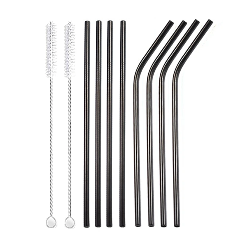 Eco-Friendly Reusable Stainless Steel Drinking Straws Set with Cleaner Brushes