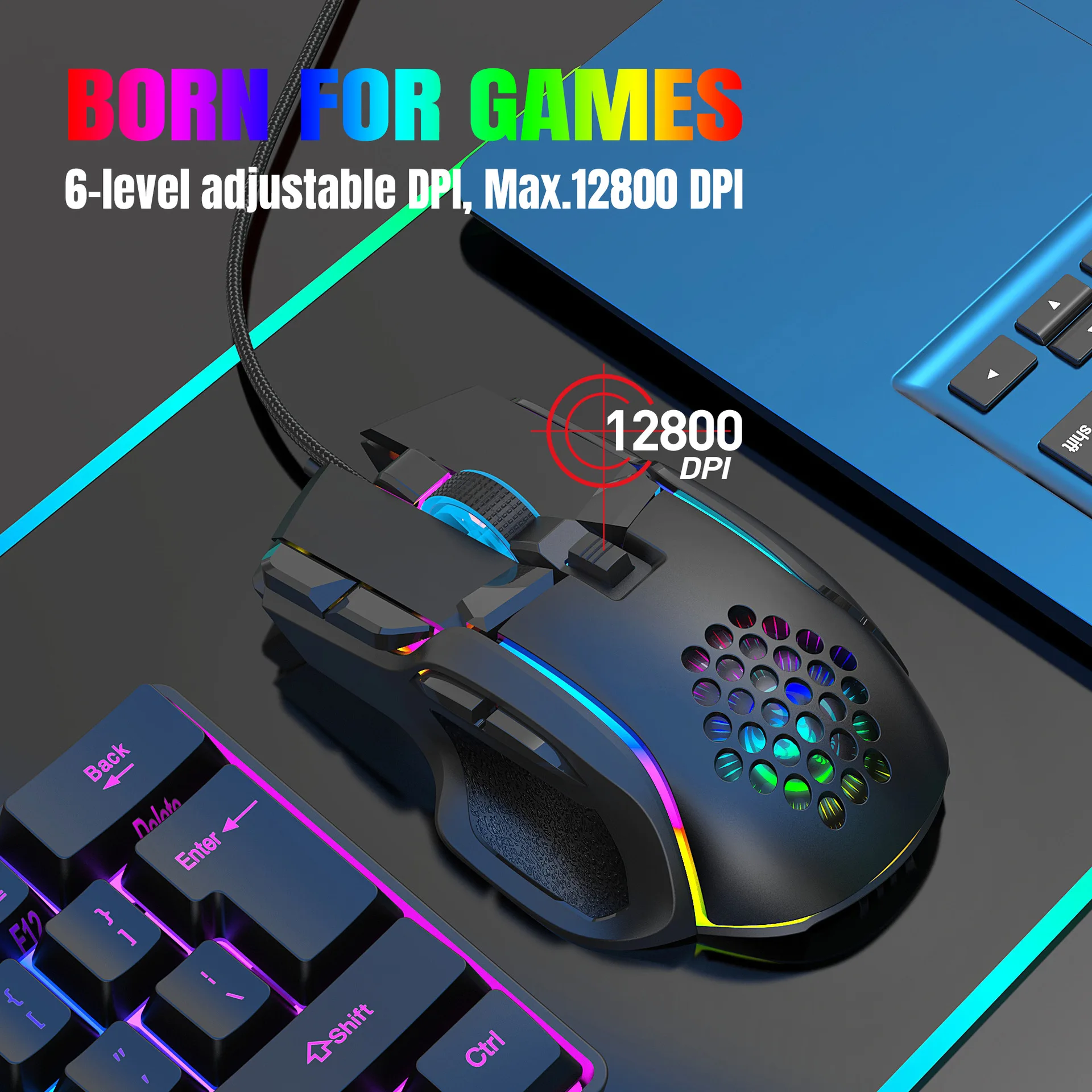 ONIKUMA Souris Gamer RGB Filaire 6400 DPI réglable/Souris Gaming 7 Boutons  pour Ordinateur Portable/Bureau - Cdiscount Informatique