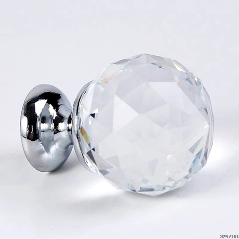 4PCS Crystal Drawer Knobs Glass Cabinet Knobs Diamond Shaped Drawer Pulls Handle