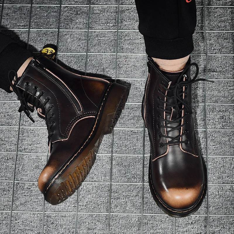 

High quality split Leather Men Boots Men Snow Boots Winter Boot Fur Warm Comfortable Boots Martins shoes male