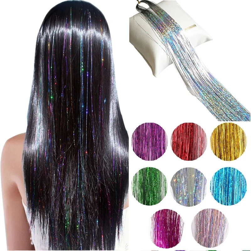 segment biord Person med ansvar for sportsspil 100cm Sequin Hair Tinsel Bling Hair Secoration for Synthetic Hair Extension  Glitter Rainbow for Girls and Party Accessories _ - AliExpress Mobile